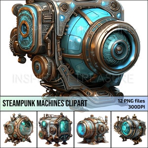 Steampunk Machine Clipart Vintage Mechanical Imagery, Perfect for Digital Art Projects Unique Industrial Art Gift