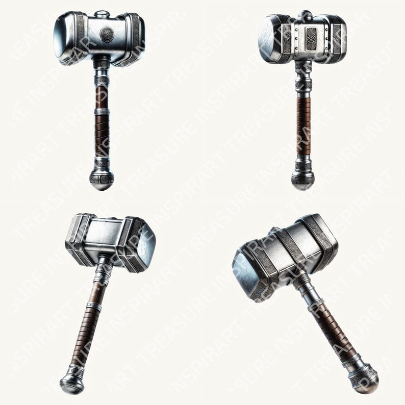 Silver War Hammer Clipart PNG Medieval Weapon Fantasy Combat Ready