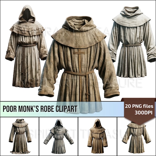 Mystical Monk Robe Clipart Medieval Priest Habit Poor Monk Cloth for DIY Projects and Scrapbooking Perfect Gift for Medieval Robe Lovers