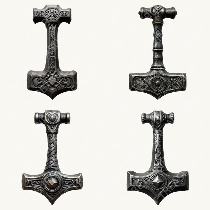 Digital Thor's Hammer PNG Mjölnir Thor Hammer PNG Printable Norse ...