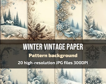 Papier aquarelle d&#39;hiver pour scrapbooking, scènes d&#39;hiver au pays des merveilles, pages d&#39;hiver enneigées, kit de pages de journal indésirable, fabrication de cartes, scrapbooking