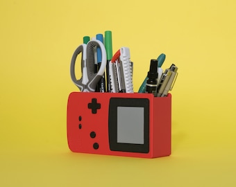 Game Boy Color style pen holder - desk accessory - retro gaming pen holder