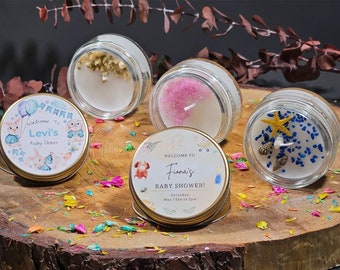 Personalized Mini Candle Favors, Vanilla Scented, Baby Shower Gifts