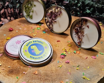 Mini faveurs personnalisées pour bougies, boîte en métal, parfum vanille