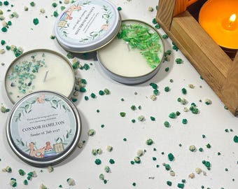 Cadeaux personnalisés pour bougies prénatales, parfum vanille, boîte en métal