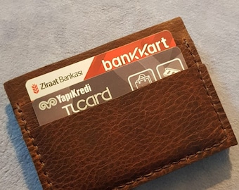 Magic J. Card Holder Handmade Leather Wallet Hand Stitched Wallet