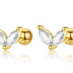 Belles boucles d'oreilles Huggie en cristal Créoles pour femme Petit pendentif en cristal Boucles d'oreilles minimalistes Cadeaux pour elle Cadeaux pour femme B1:Gold