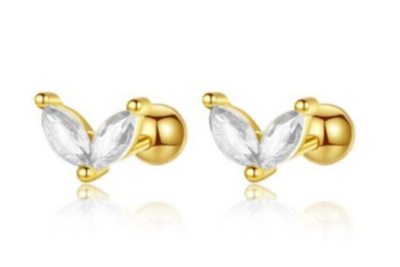 Belles boucles d'oreilles Huggie en cristal Créoles pour femme Petit pendentif en cristal Boucles d'oreilles minimalistes Cadeaux pour elle Cadeaux pour femme B1:Gold