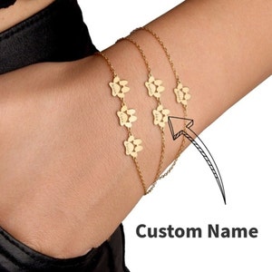 Paw Custom Name Bracelet, Elegant Dog Paw Bracelet, Christmas Gift, Custom Name Bracelet, Pet Bracelet image 2