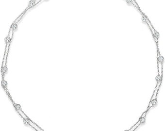 Platinum-Plated Sterling Silver and Swarovski Zirconia By The Yard Necklace Fancy Chain Gift For her