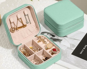 Portable Jewelry Box Leather Storage Jewelry Organizer Display Travel Jewelry Case  | Etsy