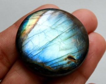 Pietra preziosa di labradorite multistrato super appariscente AAA+ / Labradorite naturale di dimensioni 35x35x7 mm / Pietra preziosa di forma rotonda cabochon per la creazione di gioielli