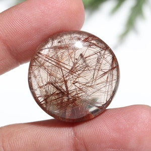Superb!!! AAA+ Quality Golden Rutile Gemstone | Natural Golden Rutile | Golden Rutile Cabochon  Round Shape Both Sides Polished For Jewelry