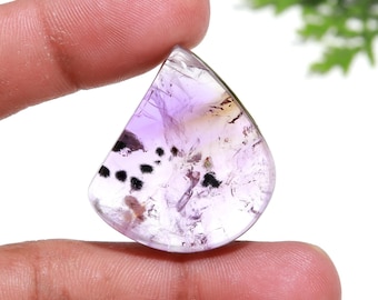Rare!Natural Hollandite In Amethyst Gemstone | Hollandite Cabochon Mango Shape Size 31x28 MM | 67Carat Both Side Polished For Making Jewelry