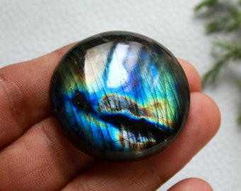 Pietra preziosa di labradorite multistrato super appariscente AAA+ / Labradorite naturale di dimensioni 35x35x8 mm / Pietra preziosa di forma rotonda cabochon per la creazione di gioielli