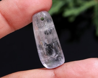 Beautiful! Natural Kunzite Gemstone | Kunzite Cabochon Tumble Shape | Already Drill 1.5 MM Hole | Both Sides Polished For Making Jewelry
