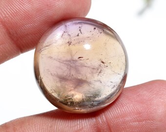 AAA Quality Bi-colour Ametrine Gemstone | Natural Ametrine Cabochon | Ametrine Cabochon Round Shape Both Sides Polished For Jewelry