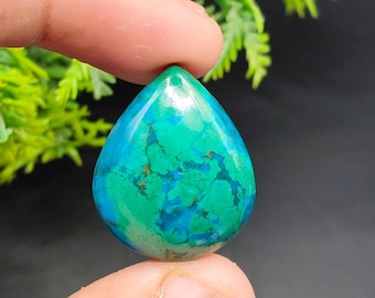 Piedra preciosa crisocola natural de Columbia Country / Piedra cabujón de crisocola en forma de pera / Cabujón liso de 24 x 19 mm para hacer joyas