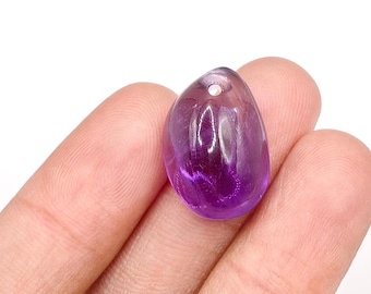 Pedra preciosa ametista roxa natural de alta qualidade AAA+ | Pedra preciosa cabochão de ametista em formato de queda | Tamanho 19 x 13 mm para fazer joias com pingentes
