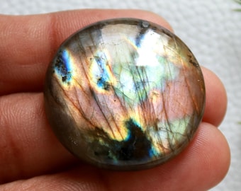 Pietra preziosa di labradorite multistrato super appariscente AAA+ / Labradorite naturale di dimensioni 30x30x6 mm / Pietra preziosa di forma rotonda cabochon per la creazione di gioielli