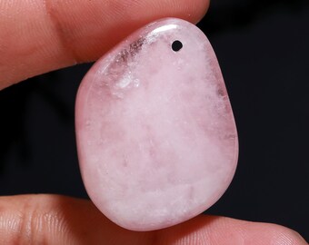 Already Drill 1.5 MM Hole Natural Pink Morganite Gemstone | Morganite Cabochon Tumble Shape Stone | Size 33x24 MM For Making Pendant Jewelry