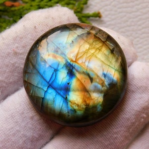 Beautiful! AAA+ Super Flashy Multi Labradorite Gemstone| Natural labradorite Size 34 MM | Cabochon Round Shape Gemstone For Making Jewelry