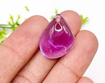 Pedra preciosa ametista roxa natural de alta qualidade AAA+ | Pedra preciosa cabochão de ametista em formato de queda | Tamanho 22 x 16 mm para fazer joias com pingentes