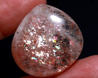 AAA+ Quality Natural Confetti Sunstone Gemstone | Sunstone Cabochon Tumble Shape With Multi Glitters Sparkling | Already Drill 1.5 MM Hole