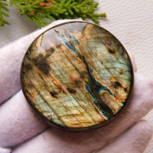 Unique! Rare! AAA+ Super Flashy Multi Labradorite Gemstone |Natural labradorite Size 47 MM| Cabochon Round Shape Gemstone For Making Jewelry