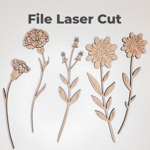 Limas láser. Mix de 11 flores B. Archivo: .dxf, .rld, .pdf - Para amantes de la naturaleza - Madera, contrachapado, cartón y papel cortado.