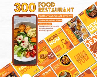 Food Instagram Template | Restaurant Template | Editable Canva | Social Media Template | Customizable Template | Food Menu | Bundle Template