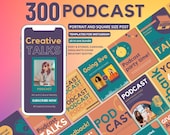300 Podcast Templates - Instagram Post - Podcast Branding Bundle - Social Media Kit - Canva Editable