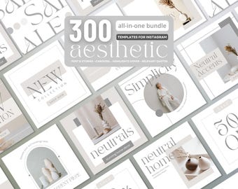 Minimalist Canva Social Media Templates | 300 Post Bundle | Instagram Branding Kit | Instant Download