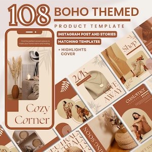 Boho Instagram | Boho Instagram Templates | Neutral Instagram Template | Product Template | Boho Social Media Templates | Canva Editable