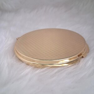 Gold Compact Mirror with Blue Eyed Kitten Design, Hand Drawn Cat Art, Handbag Accessory image 4