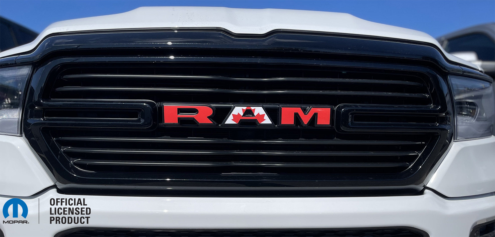 2019-2024 RAM WARLOCK front GRILL badge emblem decal sticker overlay Canada Canadian Flag red white