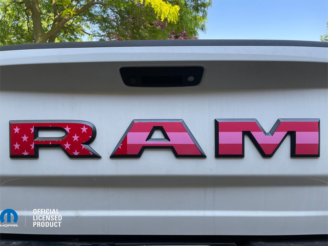Ram Rho Rear Decal 2025 RAM RHO Tailgate Rear Emblem Overlay USA American Flag Red Pink - Etsy