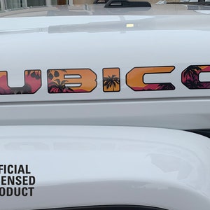 jeep RUBICON hood decal sticker wrangler sahara willys gladiator JT JL palm tree beach sunset 004