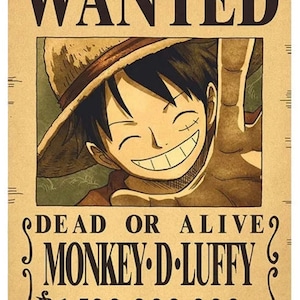 Affiche numérique style One Piece - Wanted- Avis de recherche  personnalisable avec votre photo