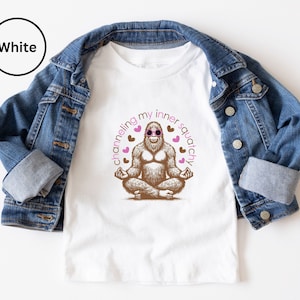 Channeling My Inner Squatchy Bigfoot Toddler Short Sleeved Shirt Cryptid Clothes for Kids Sasquatch Bigfoot Buddhist Yoga Meditation Tee