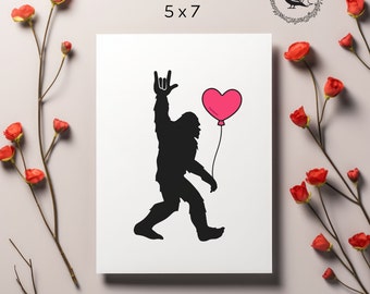 Sasquatch Valentine Card Bigfoot Valentine Card Metal Sasquatch Valentine Sarcastic Valentine Funny Valentine Card for Him Goth Valentine