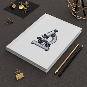 Pixel Microscope Hardcover Journal - Science Notebook, Lab Illustration, Back to School