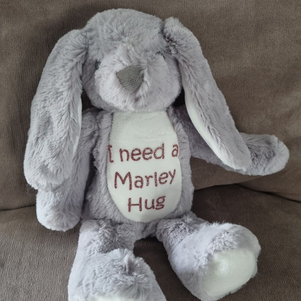 Cuddly bunny soft toy, Personalised "I need a hug"