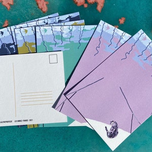5 different random postcards