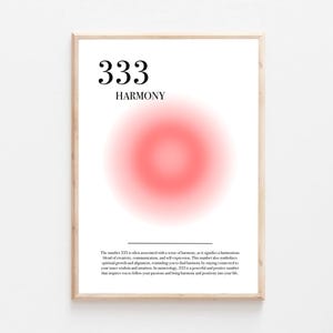 Angel Number 333 poster Pink Aura print Spiritual wall art Christian aesthetic room decor Gradient Aura poster Positive Energy art PRINTABLE