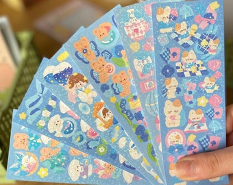 1 foglio di adesivi coreani/giapponesi I Articoli di cancelleria Kawaii I Fogli di adesivi Kawaii - carino l Tema blu scuro