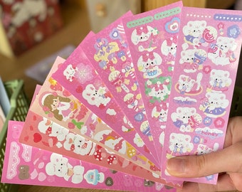 1 sheets of Korean / Japanese stickers I Kawaii stationery I Kawaii sticker sheets - cute l Pink theme