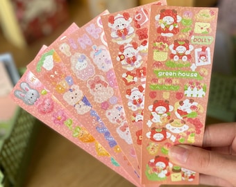 1 foglio di adesivi coreani/giapponesi I Articoli di cancelleria Kawaii I Fogli di adesivi Kawaii - carino l Tema rosso