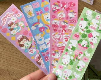 4 sheets of stickers “Cute Animals Sweet Love” I Kawaii sticker sheets I Cute stickers