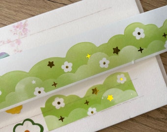 Transparent adhesive tape “Summer Night” with a black cat - journalism articles - scrapbooking - kawaii stationery